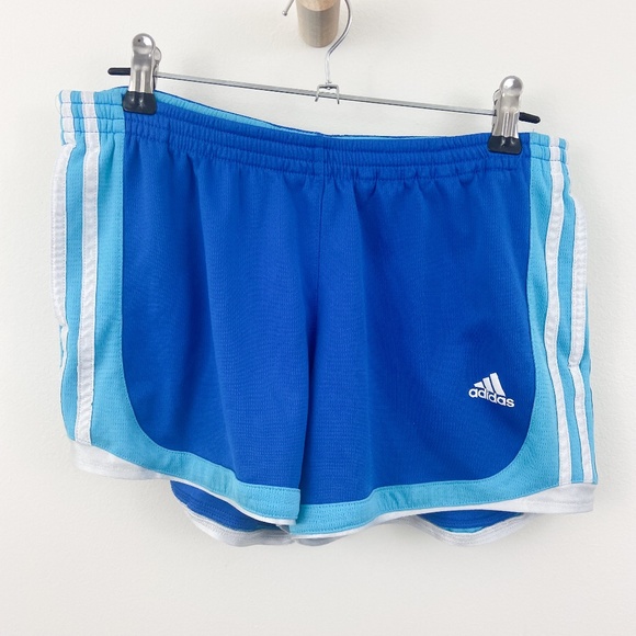 adidas Pants - Adidas blue & white track athletic shorts Sz S